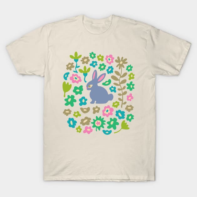 BUNNY RABBIT Cute Baby Animal with Flowers in Pastel Lavender Purple - Kids Easter Spring and 2023 Year of the Rabbit - UnBlink Studio by Jackie Tahara T-Shirt by UnBlink Studio by Jackie Tahara